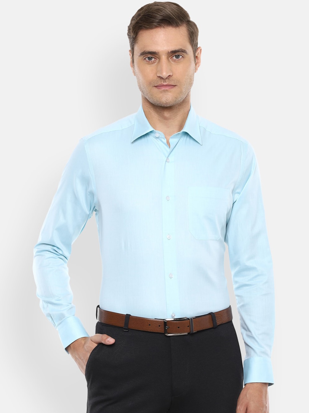 

Louis Philippe Men Blue Regular Fit Self Design Casual Shirt