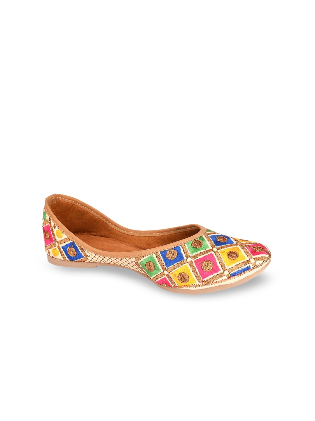 

DESI COLOUR Women Multicoloured Woven Design Mojaris, Multi