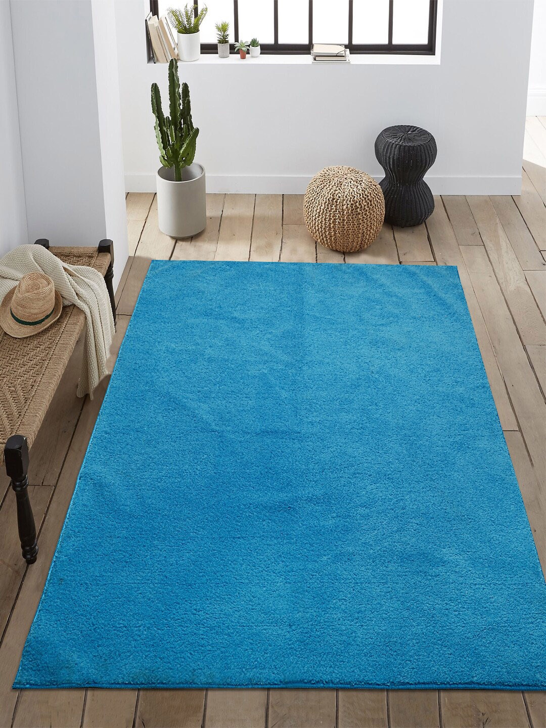 

Saral Home Blue Solid Anti-Skid Carpet