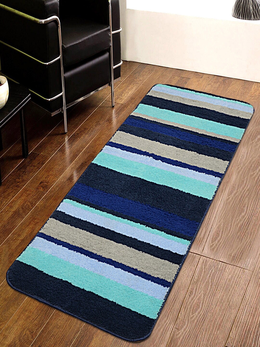 

Saral Home Blue & Green Striped Anti-Skid Runner
