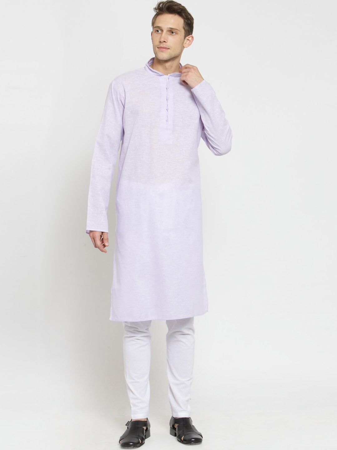 

RG DESIGNERS Men Lavender Solid Kurta with Pyjamas
