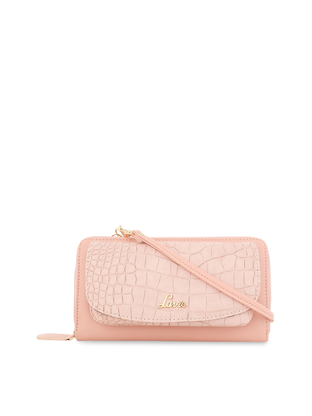 

Lavie Women Pink Textured Zip Around Wallet
