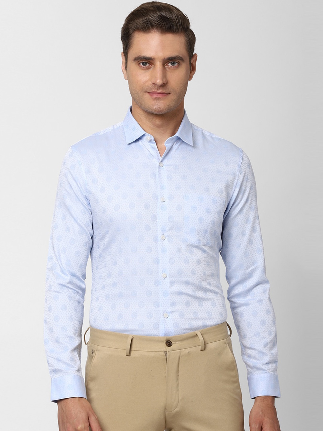 

Peter England Elite Men Blue Slim Fit Printed Casual Shirt