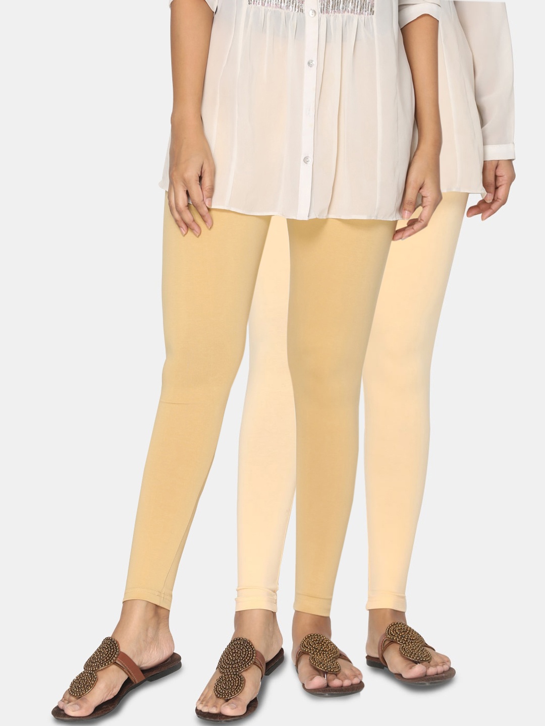 

TSG Bliss Women Pack Of 2 Beige Solid Ankle-Length Leggings