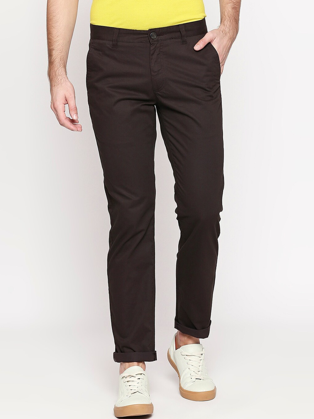 

BYFORD by Pantaloons Men Brown Regular Fit Solid Chinos