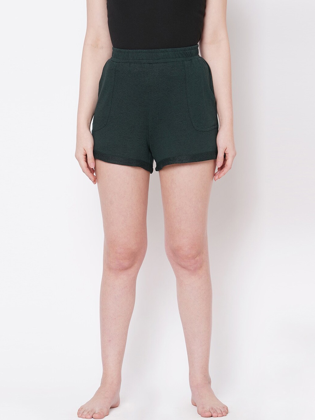 

Mystere Paris Women Green Solid Lounge Shorts
