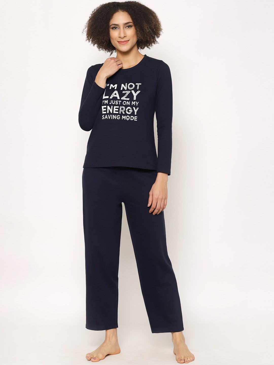 

HOUSE OF KKARMA Women Navy Blue Printed Night Suits