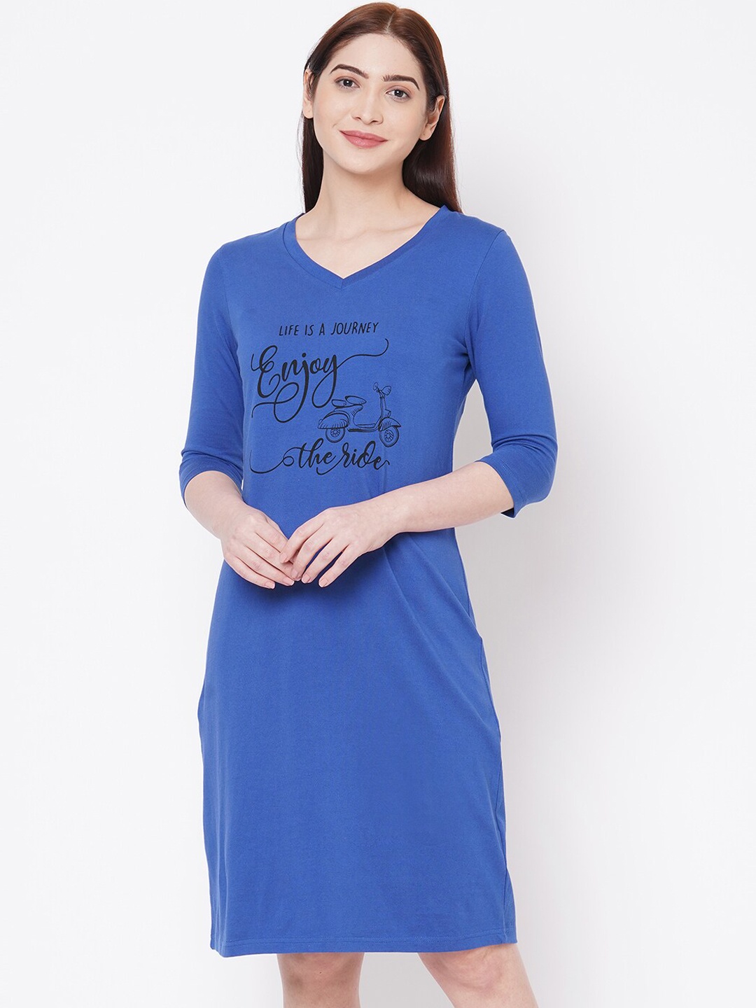 

Mystere Paris Blue Printed Nightdress