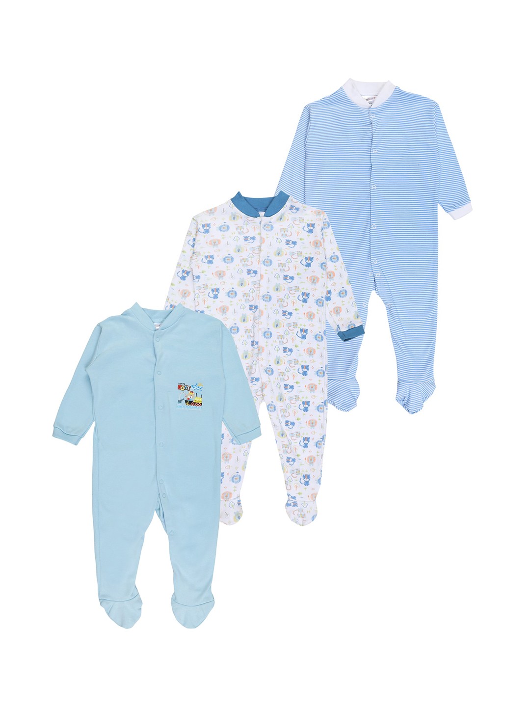 

STARTERS Infant Pack Of 3 Sleepsuits, Blue