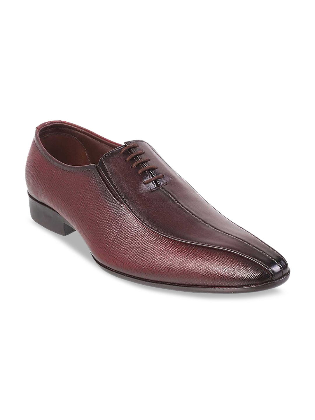 

Mochi Men Maroon Solid Leather Formal Oxfords