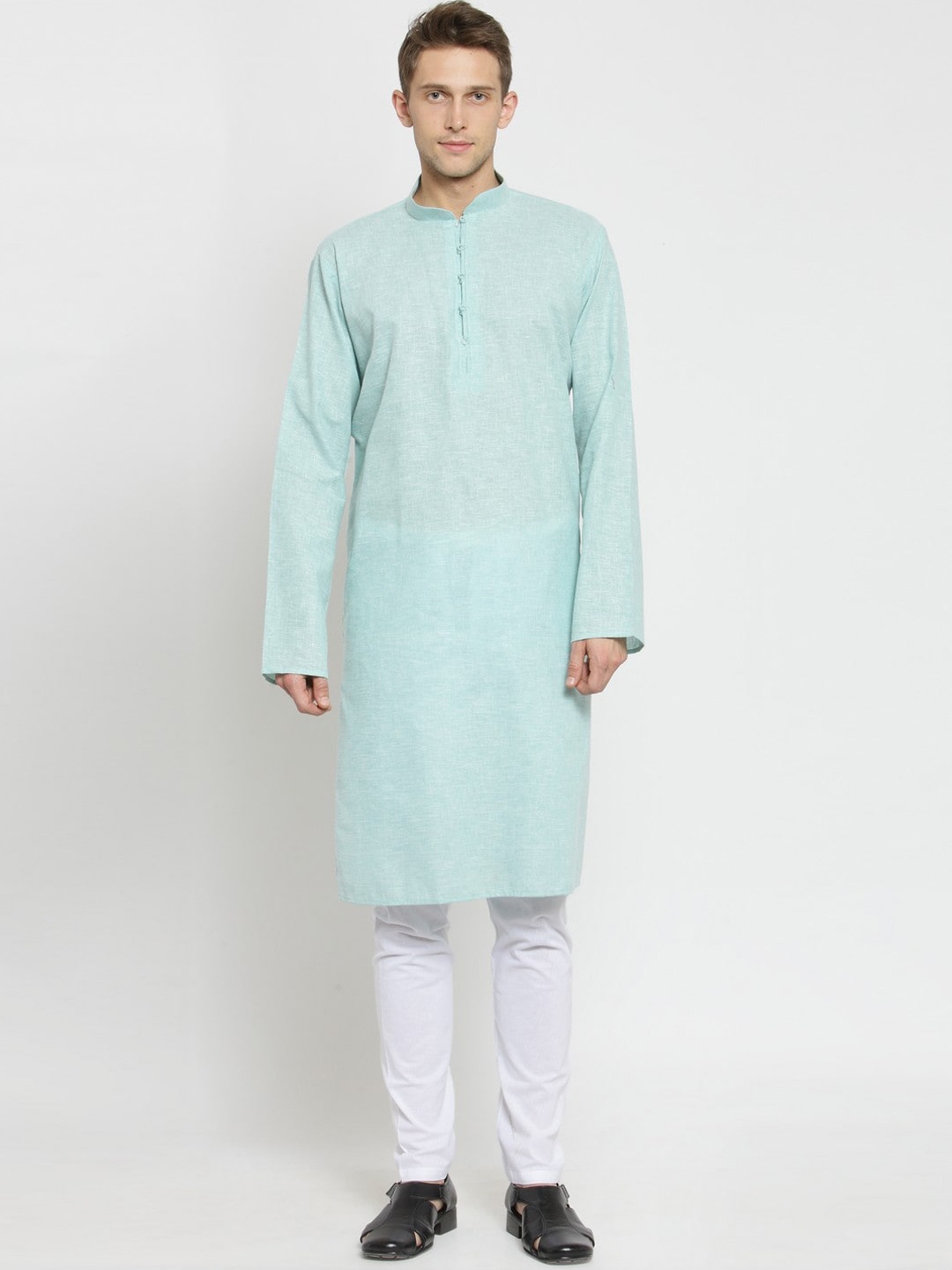 

RG DESIGNERS Men Green Woven Design Kurta with Pyjamas