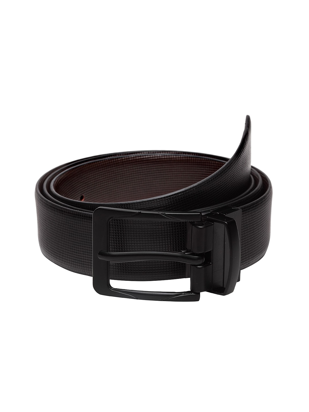 

WELBAWT Men Black & Brown Textured Pure Leather Reversible Belt