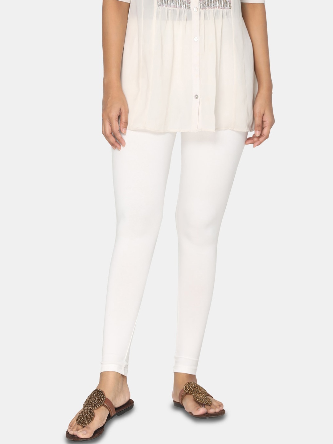 

TSG Bliss Women Pack Of 2 Solid Ankle-Length Leggings, Beige
