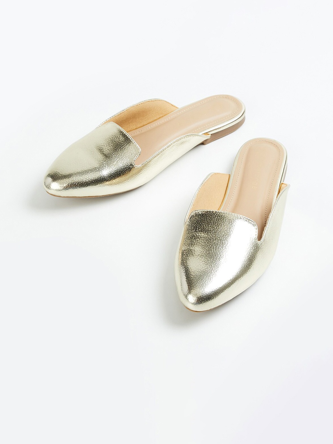 

Melange by Lifestyle Women Gold-Toned Colourblocked PU Mules