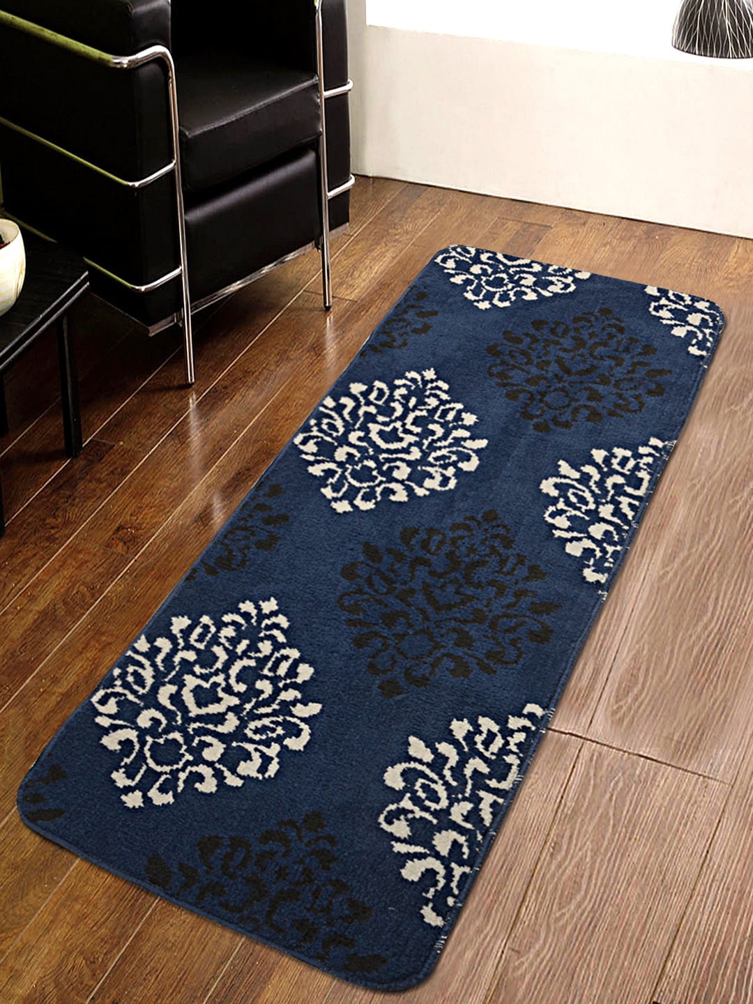 

Saral Home Blue & Beige Printed Anti-Skid Bed Runner