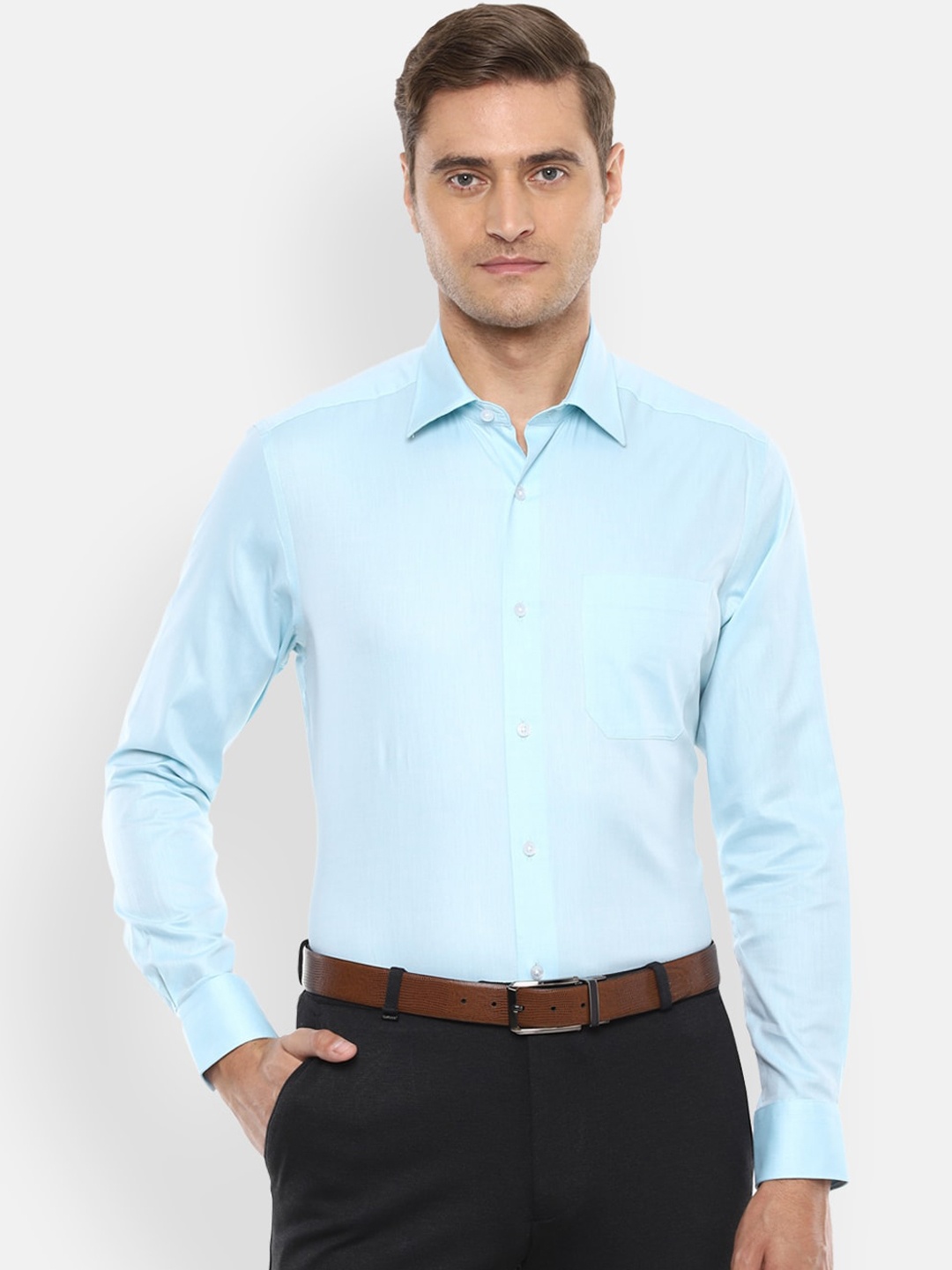 

Louis Philippe Men Blue Regular Fit Solid Formal Shirt
