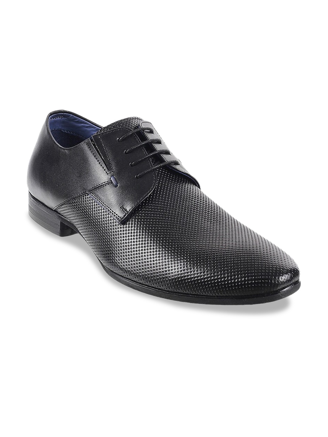 

DAVINCHI Men Black Solid Leather Formal Derbys