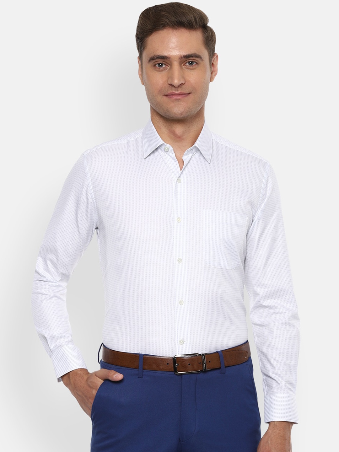 

Luxure by Louis Philippe Men White Regular Fit Self Design Cotton Formal Shirt