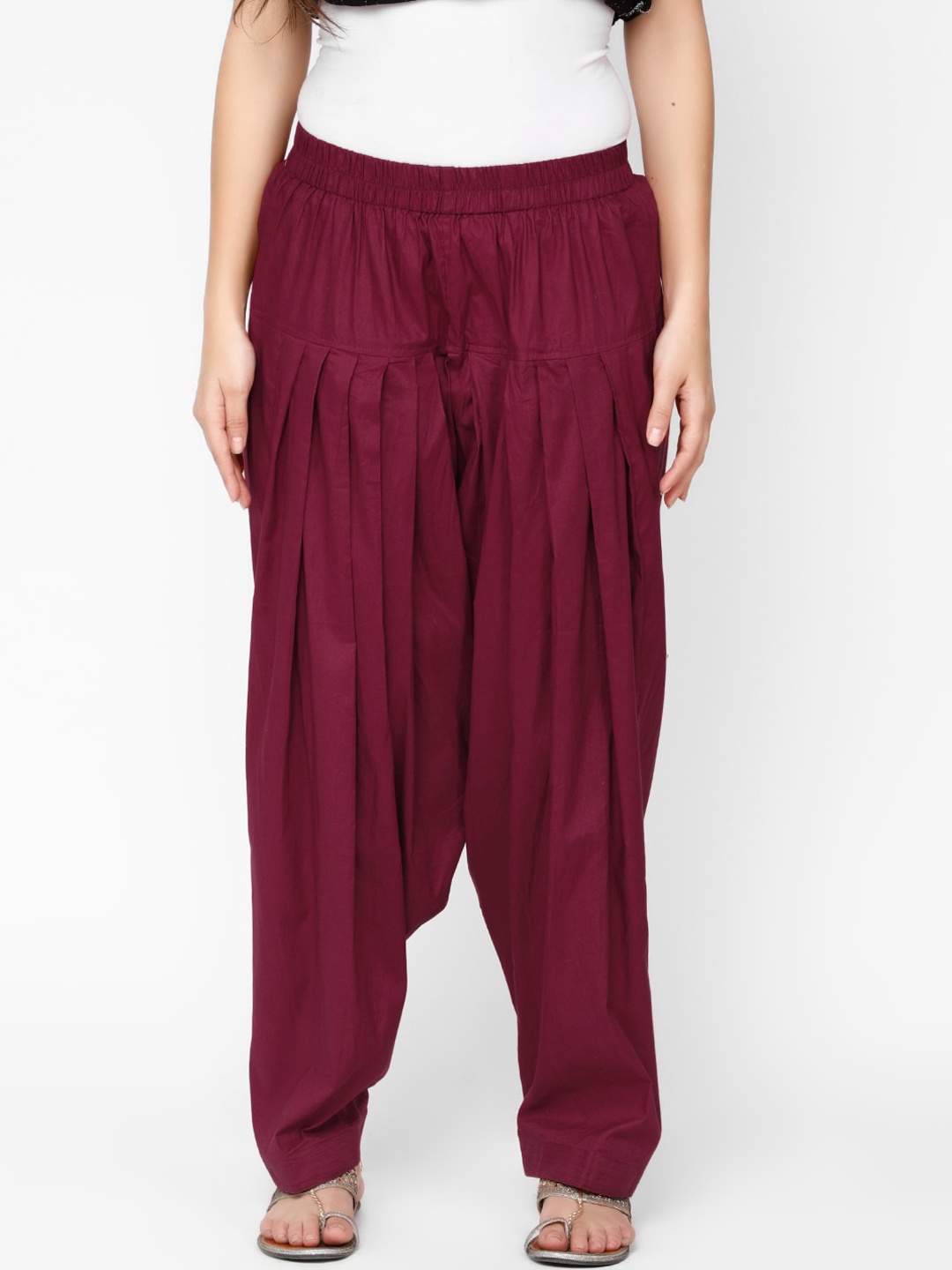 

Molcha Women Maroon Solid Loose-Fit Salwar