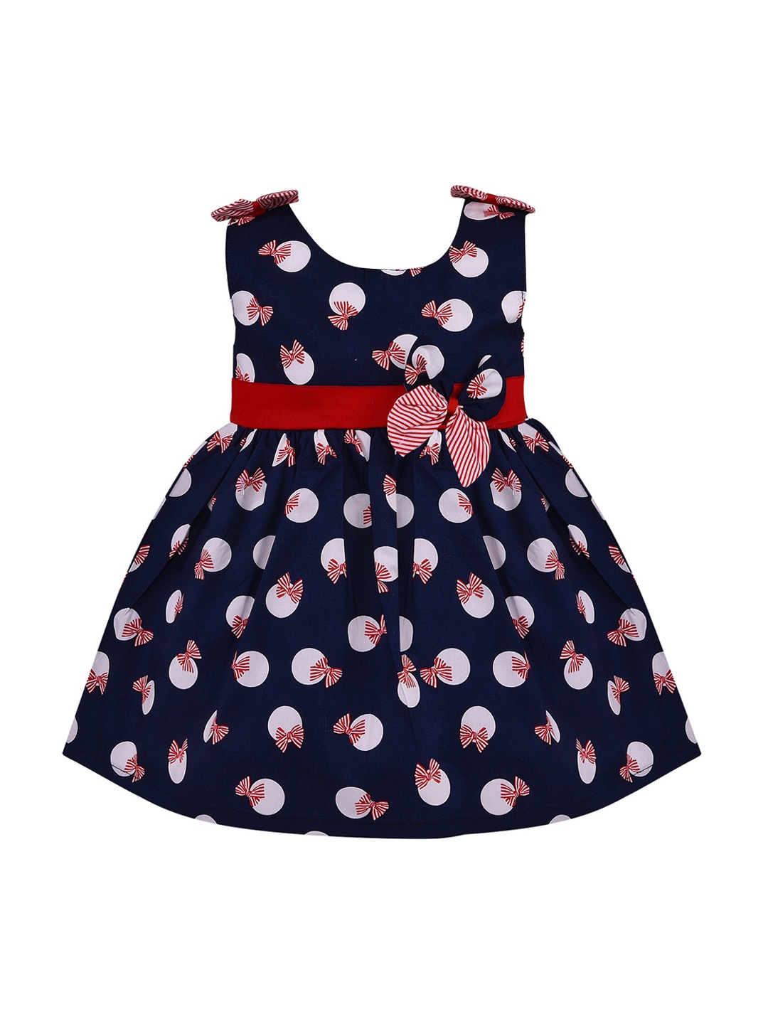 

Wish Karo Girls Navy Blue Printed A-Line Dress