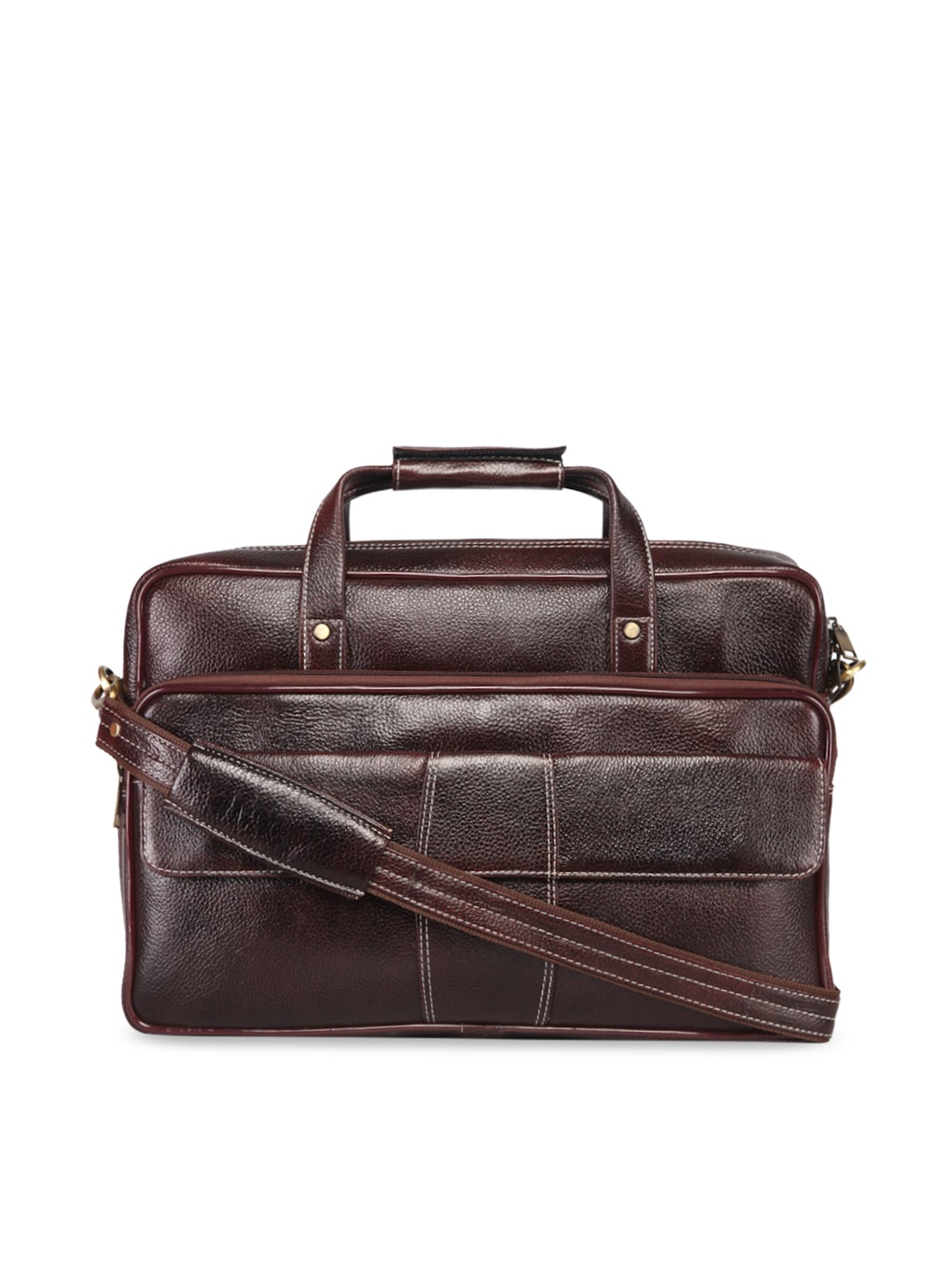 

GENWAYNE Men Brown Solid Leather Laptop Bag