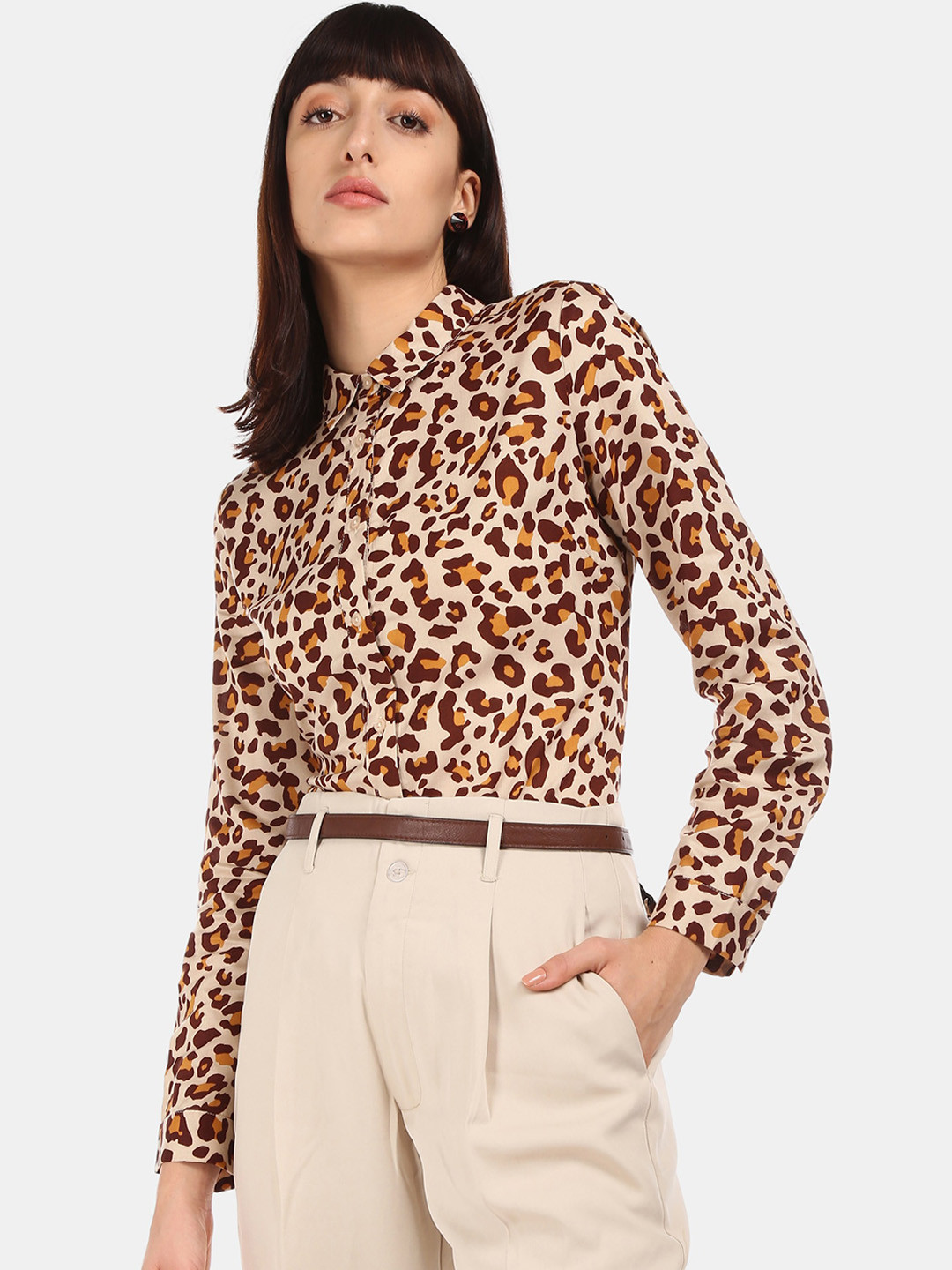 

Cherokee Women Beige & Brown Regular Fit Printed Casual Shirt