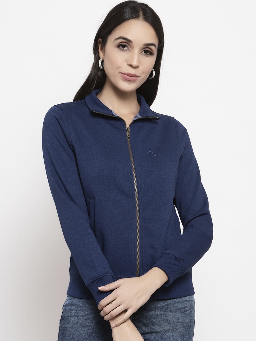 

Gipsy Women Navy Blue Solid Sweatshirt