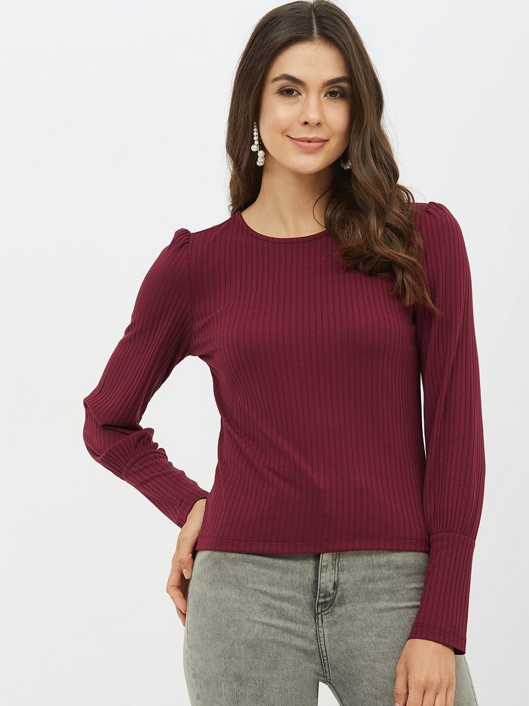 

Harpa Women Maroon Solid Top