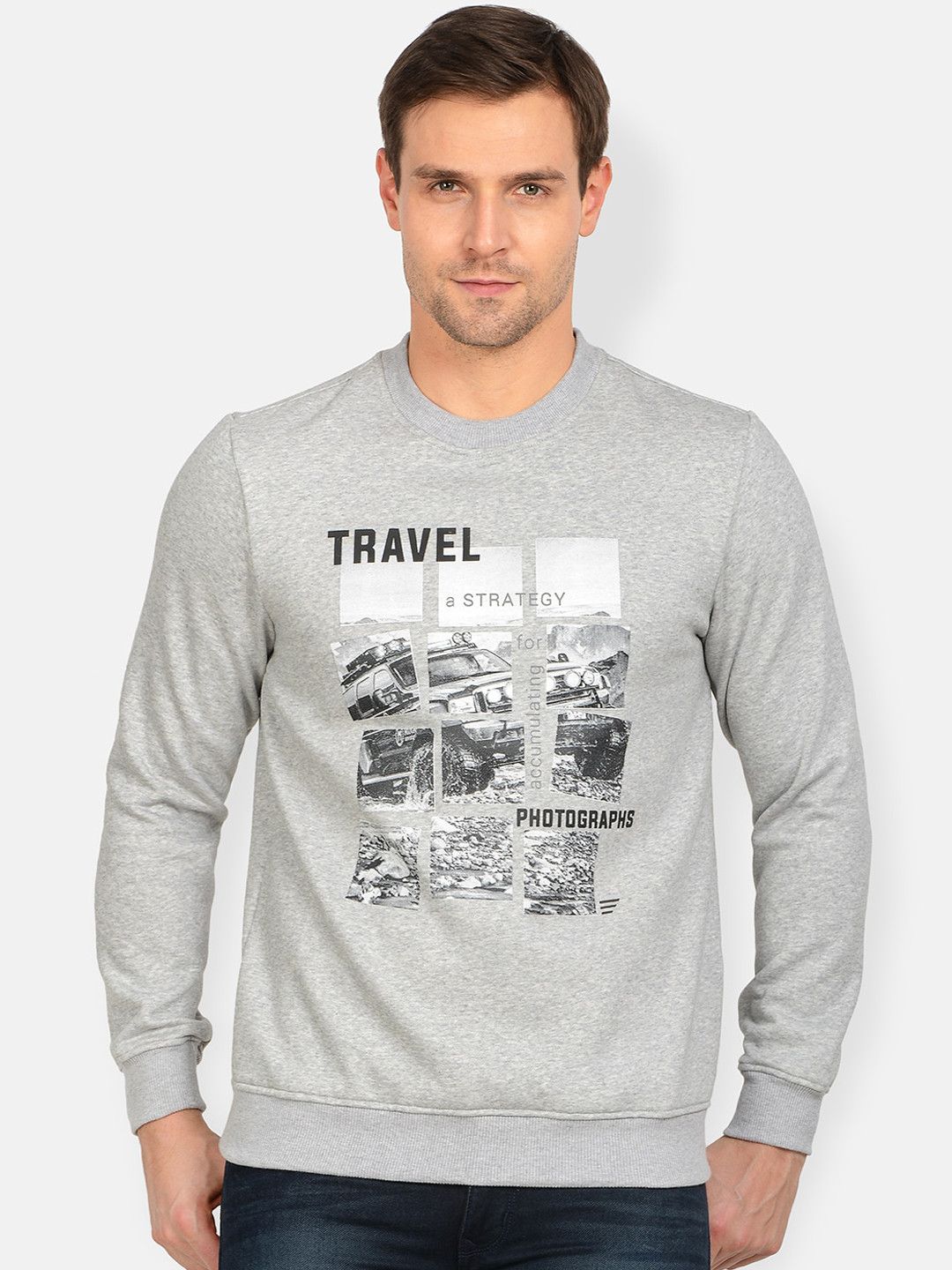 

t-base Men Grey Printed Sweatshirt