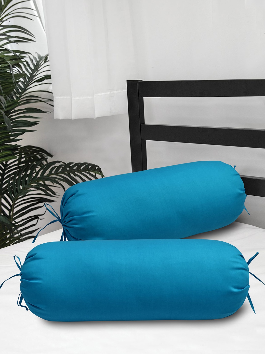 

Clasiko Set of 2 Turquoise Blue Solid Sustainable Bolster Cover