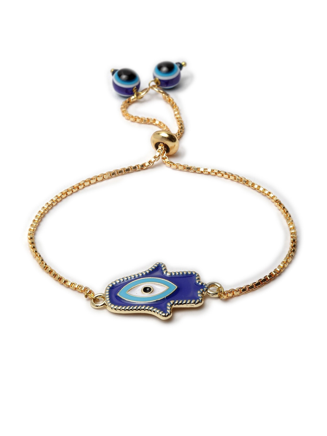 

DUGRISTYLE Gold-Plated Blue Evil Eye Link Bracelet