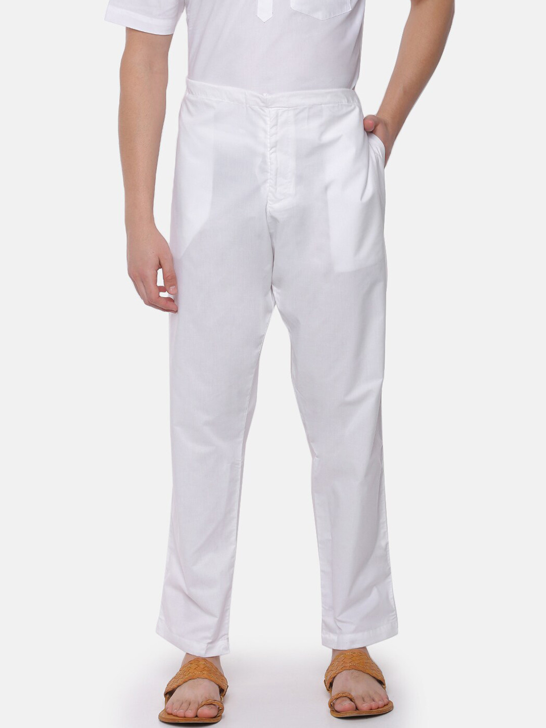 

Ramraj Men White Solid Pyjamas