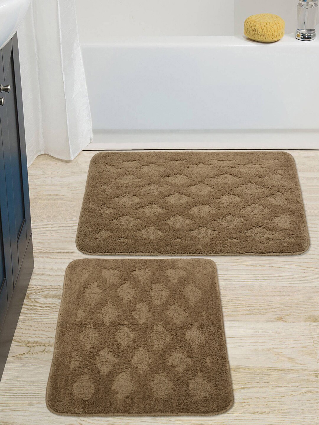 

Saral Home Set of 2 Beige Anti-Skid Bath Mats