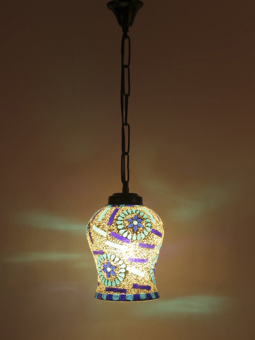 

Devansh White & Blue Mosaic Glass Hanging Light