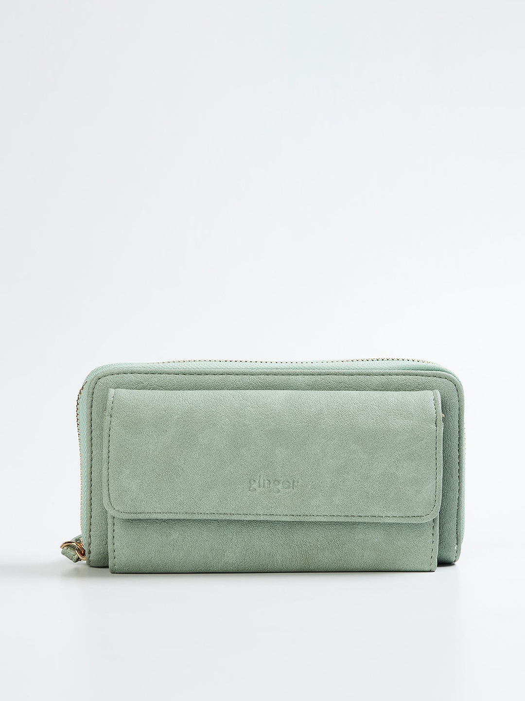 

Ginger by Lifestyle Women Olive Green Solid Zip Around Wallet