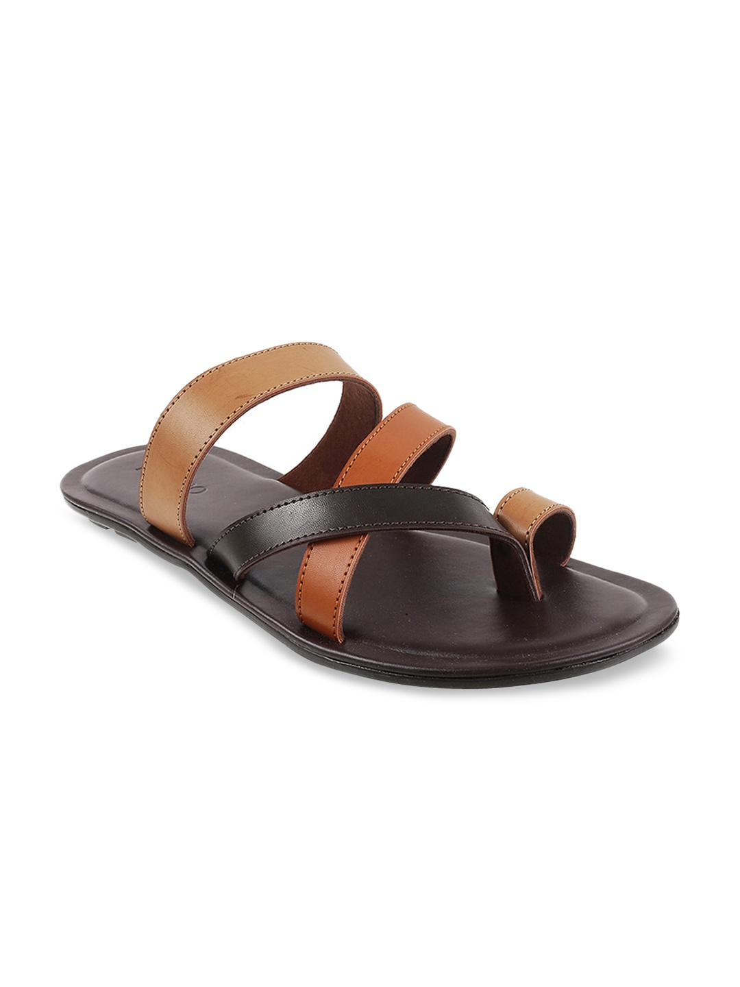 

Metro Men Brown Solid Comfort Sandals