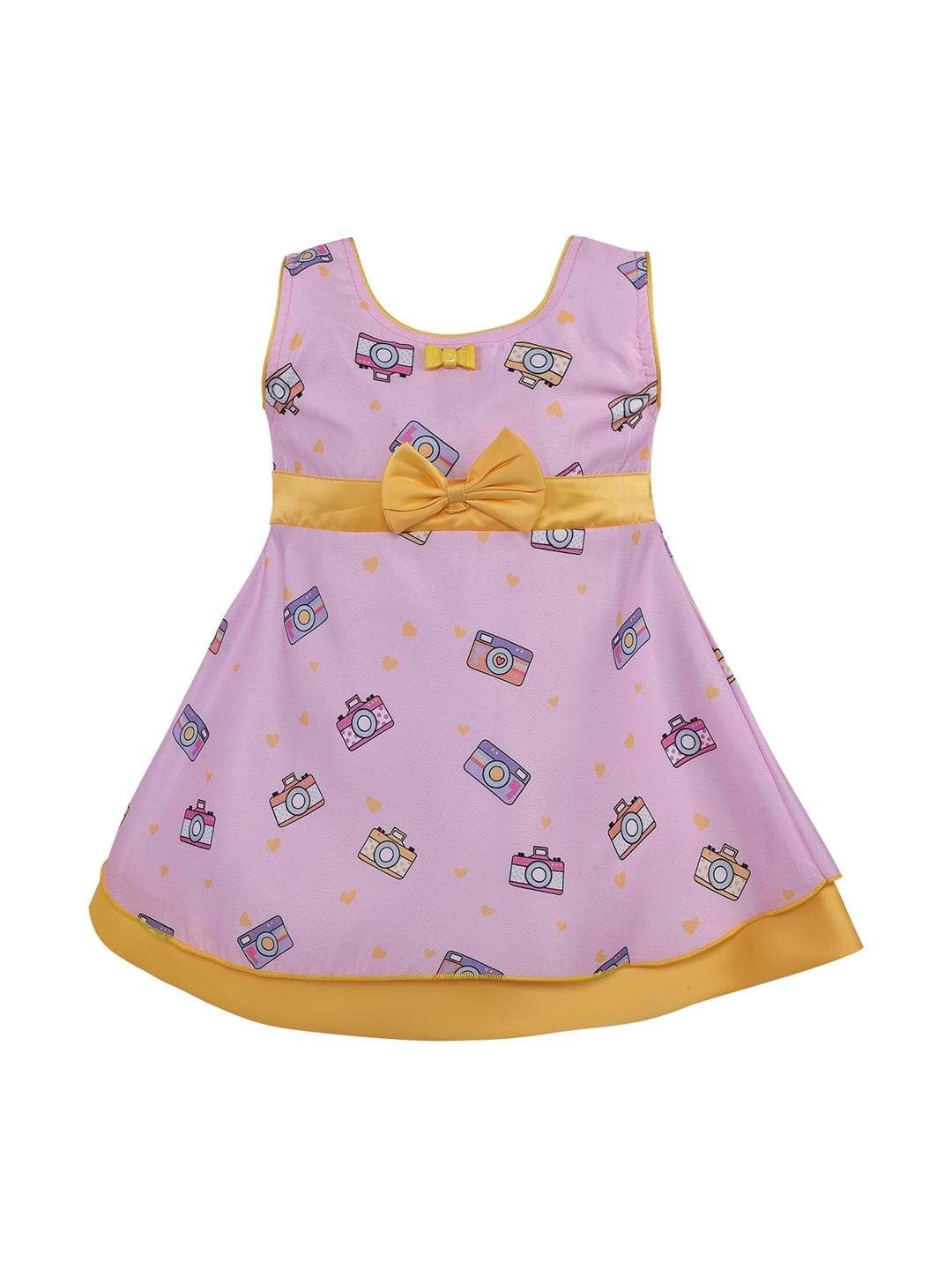 Wish Karo Girls Pink Printed A-Line Dress