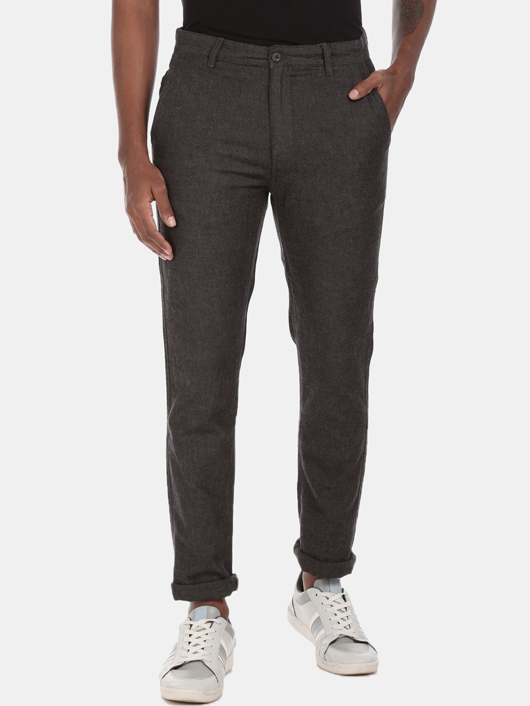 

Cherokee Men Charcoal Regular Fit Self Design Cotton Trousers