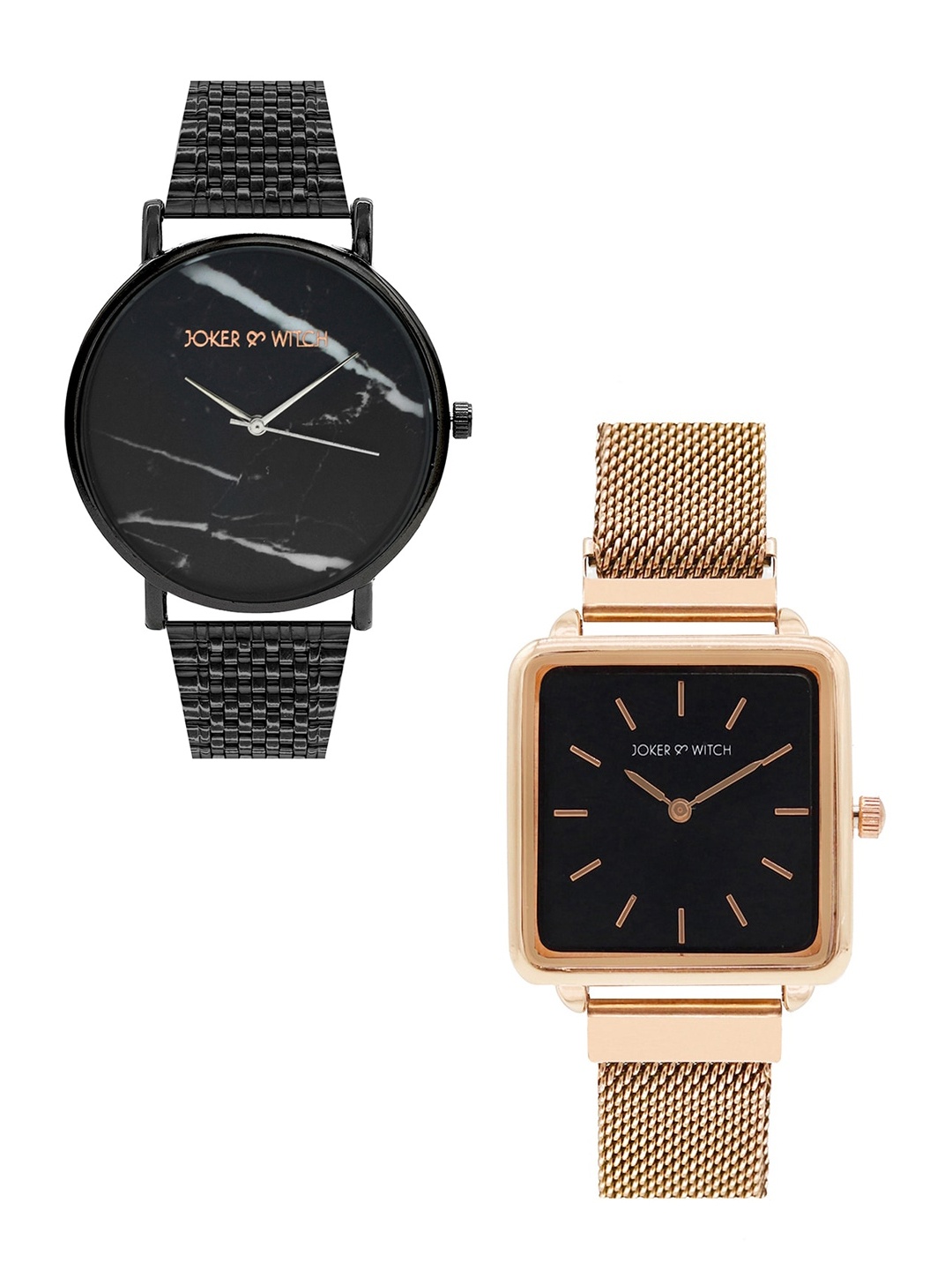 JOKER & WITCH Ellie & Carl Couple Watch Gift Set JWCW62, Black