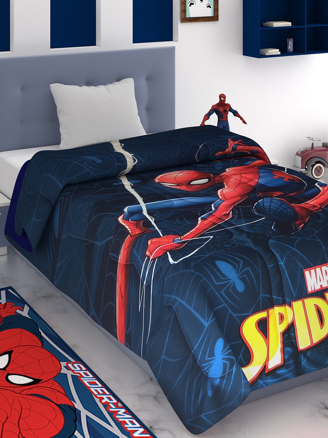 

Marvel Unisex Kids Navy Blue & Red 300 GSM Cartoon Characters Trendz Marvel Spiderman Comforter