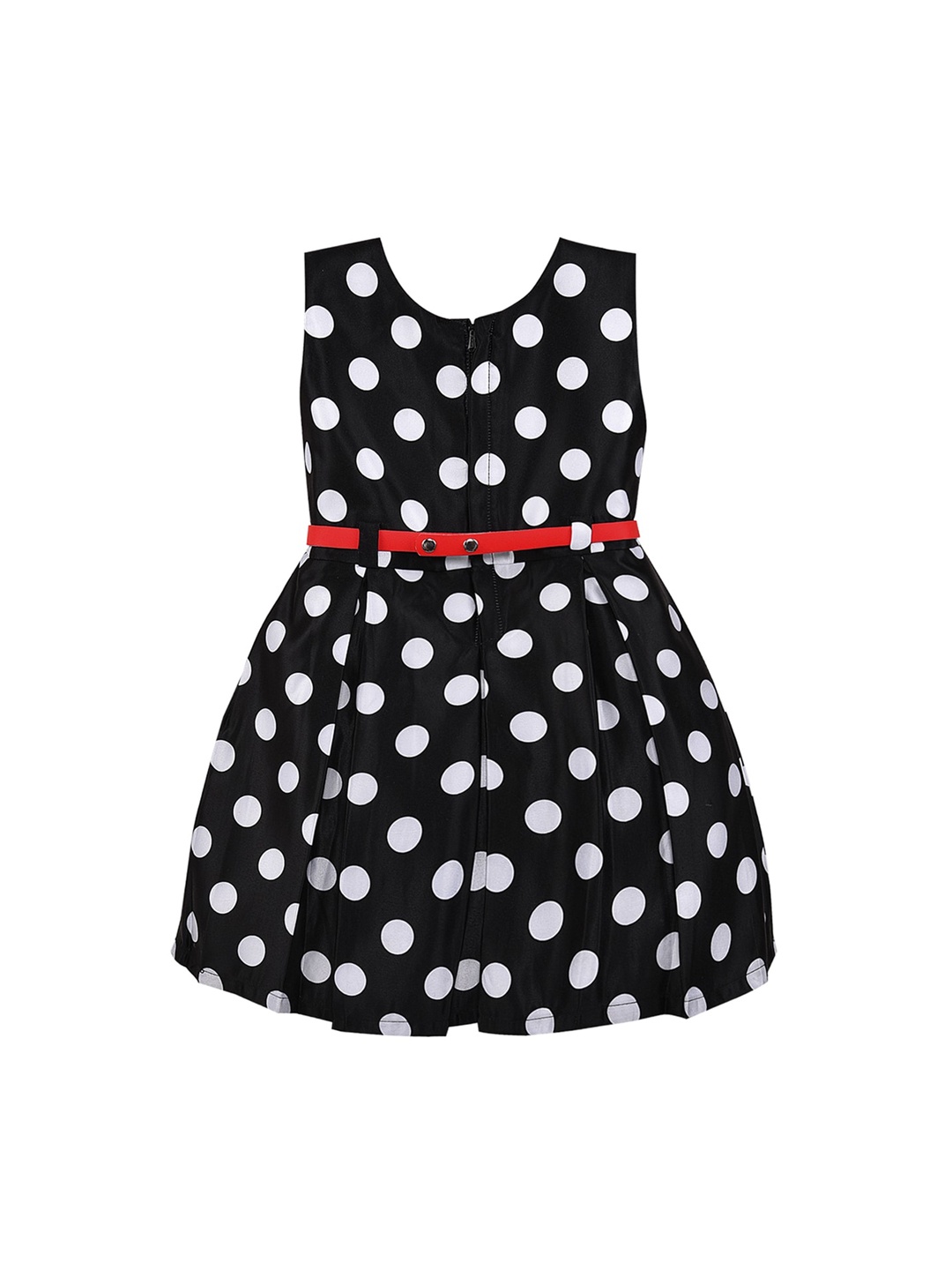 

Wish Karo Girls Black & White Printed Fit and Flare Silk Dress (0-3 Months)