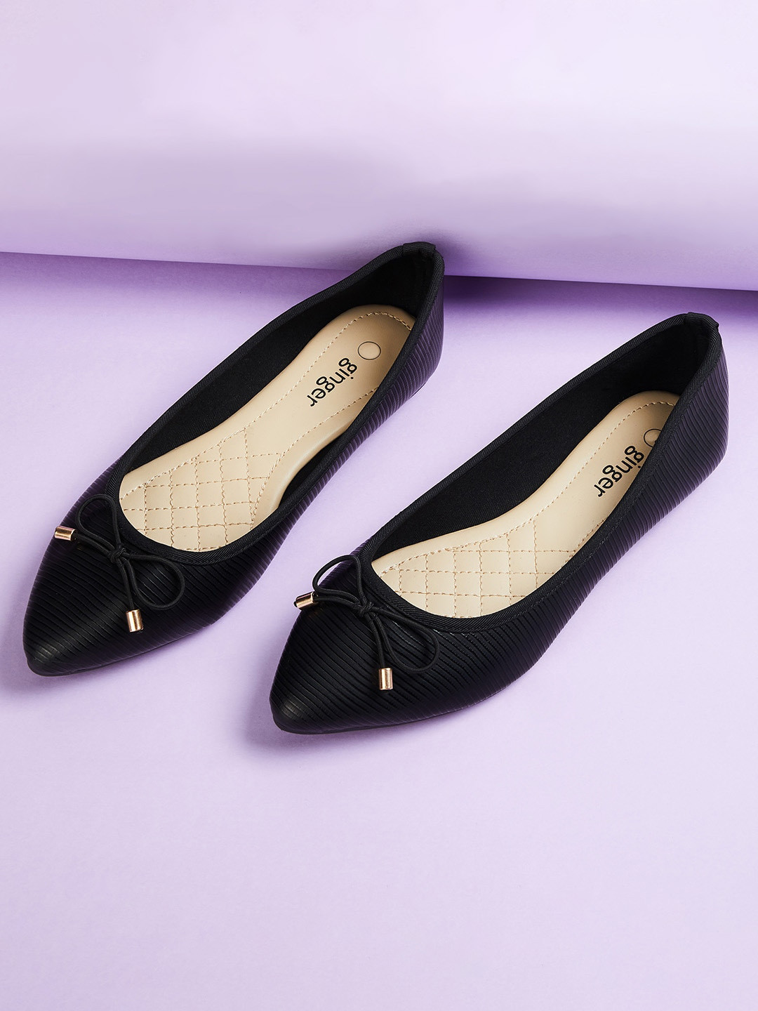 

Ginger by Lifestyle Women Black Solid PU Ballerinas