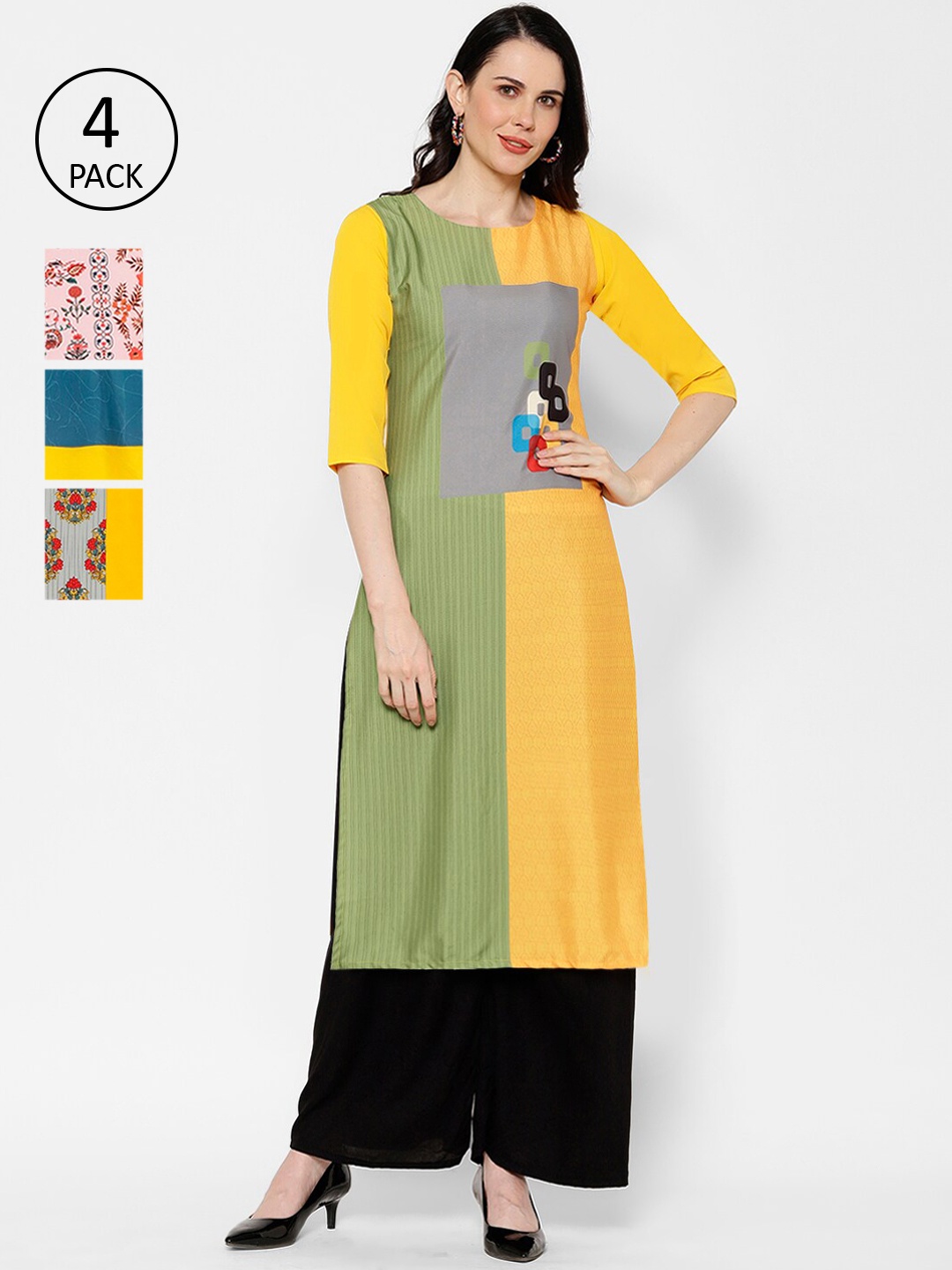 

7Threads Women Pack Of 5 Printed Straight Kurta, Multi