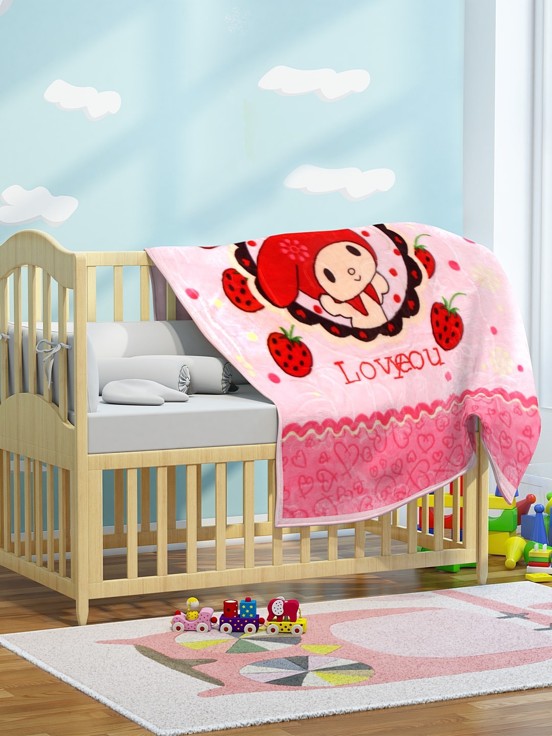 

KLOTTHE Kids Pink Cartoon Characters Printed Heavy Winter 600 GSM Single Bed Blanket