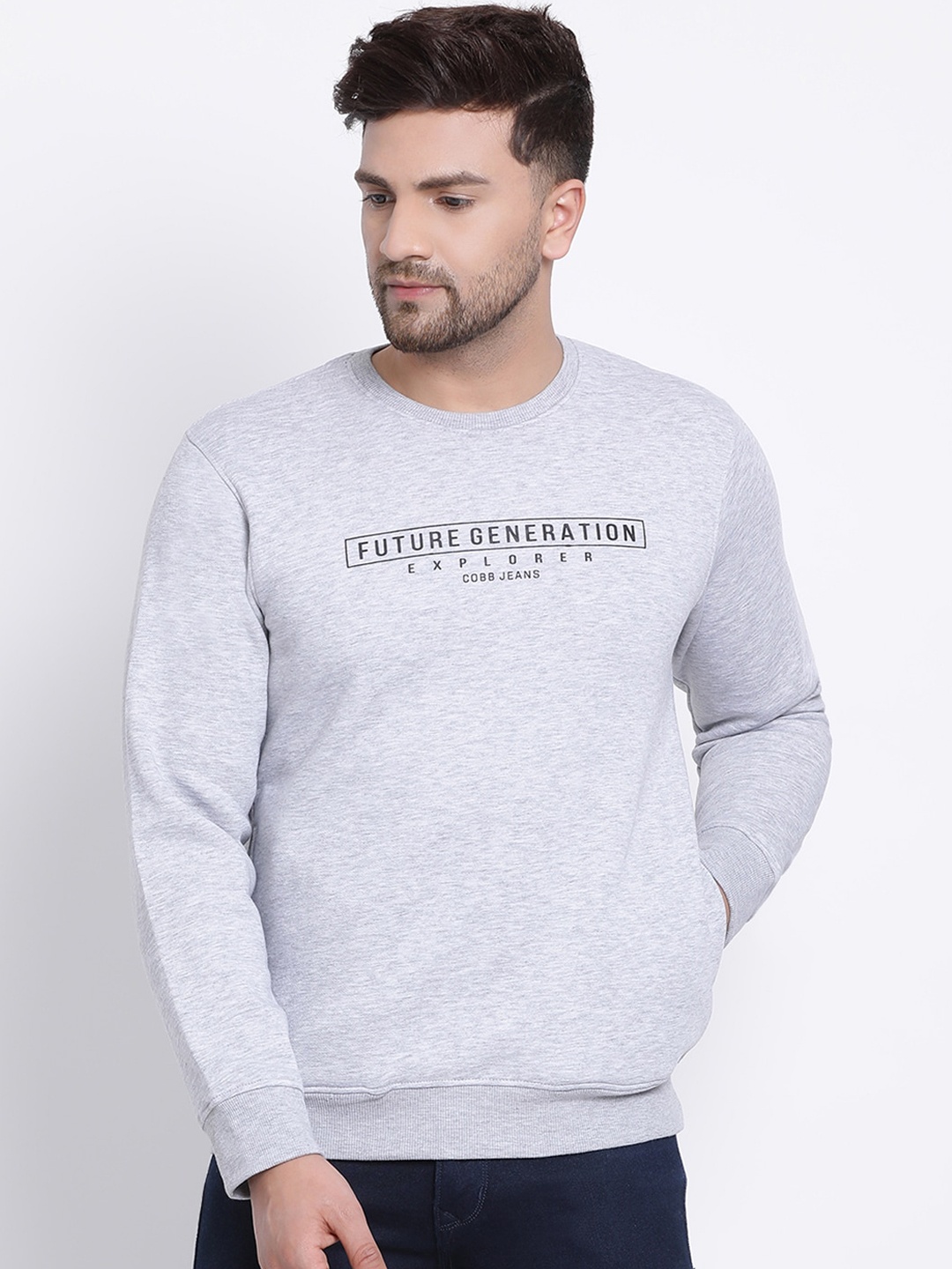 

COBB Men Grey Printed Sweatshirt