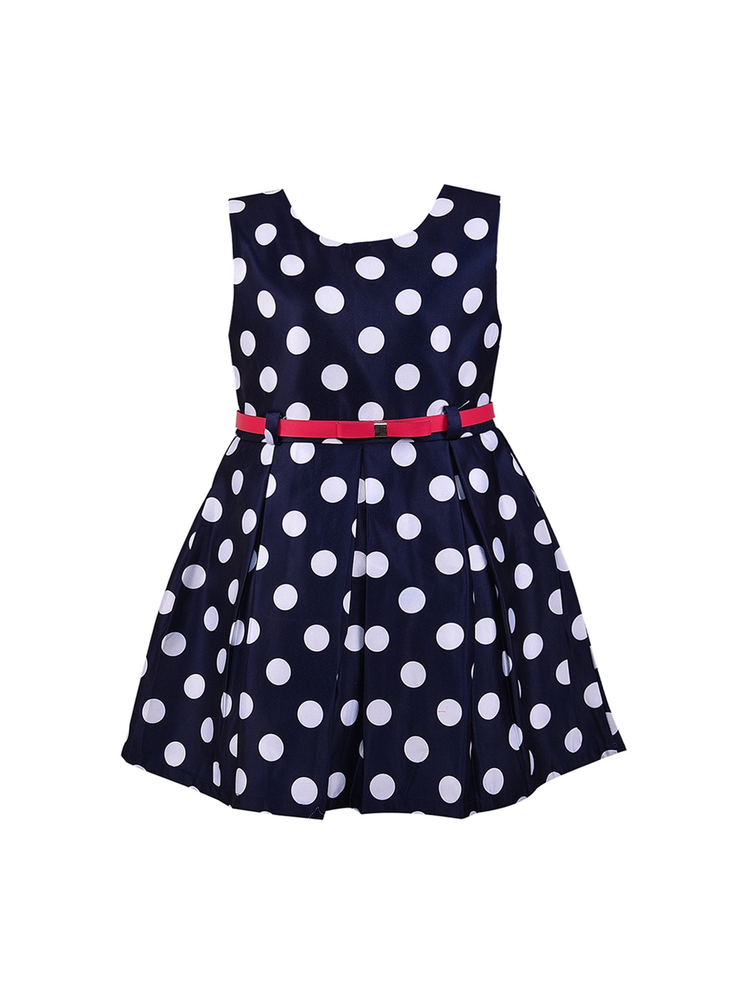 

Wish Karo Girls Navy Blue Printed Fit and Flare Silk Dress (6-7 Years)