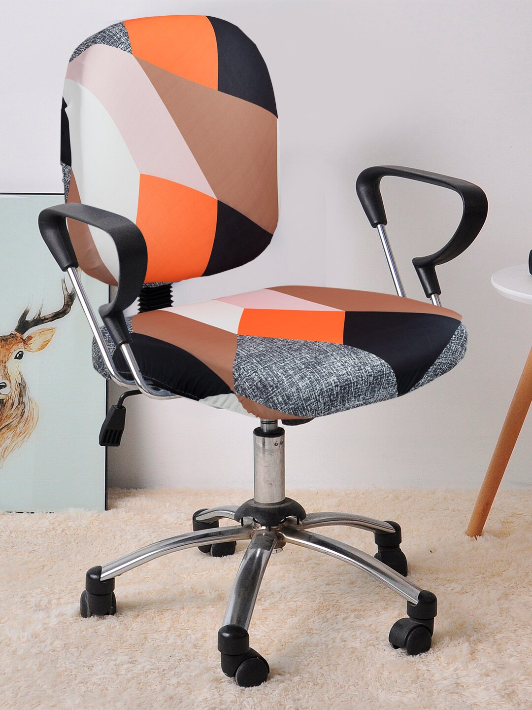 

Cortina Set Of 8 Brown & Orange Geometric Chair Covers