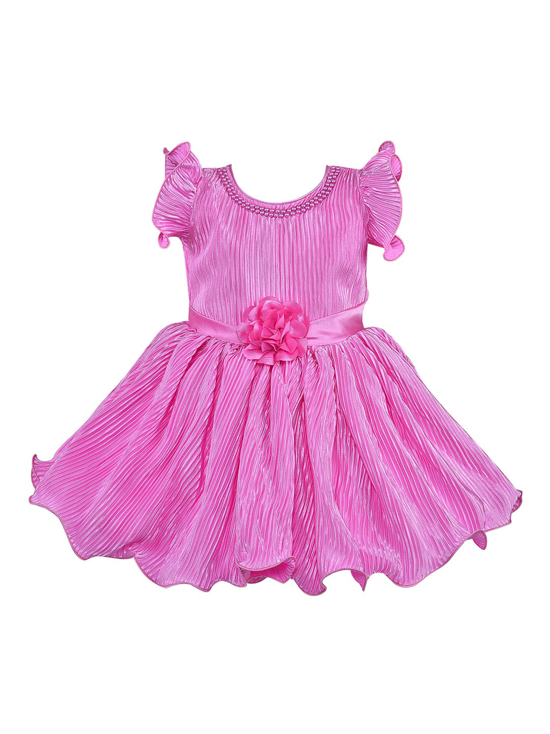 

Wish Karo Girls Pink Solid Fit and Flare Dress