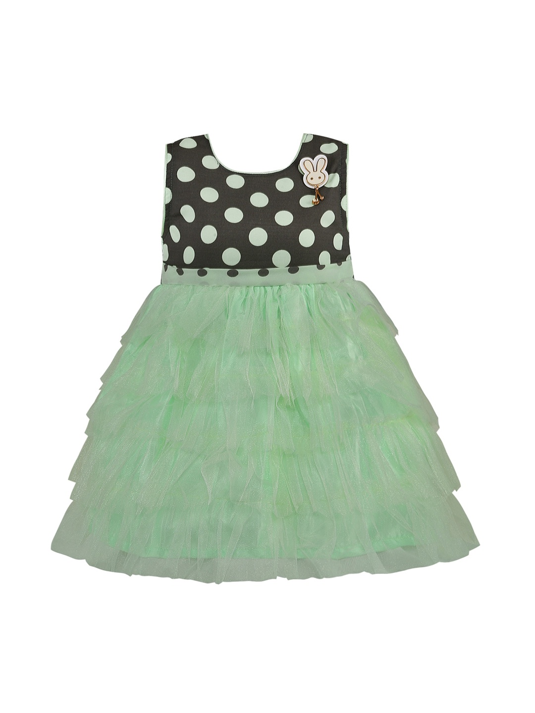 

Wish Karo Girls Green Printed Fit and Flare Dress
