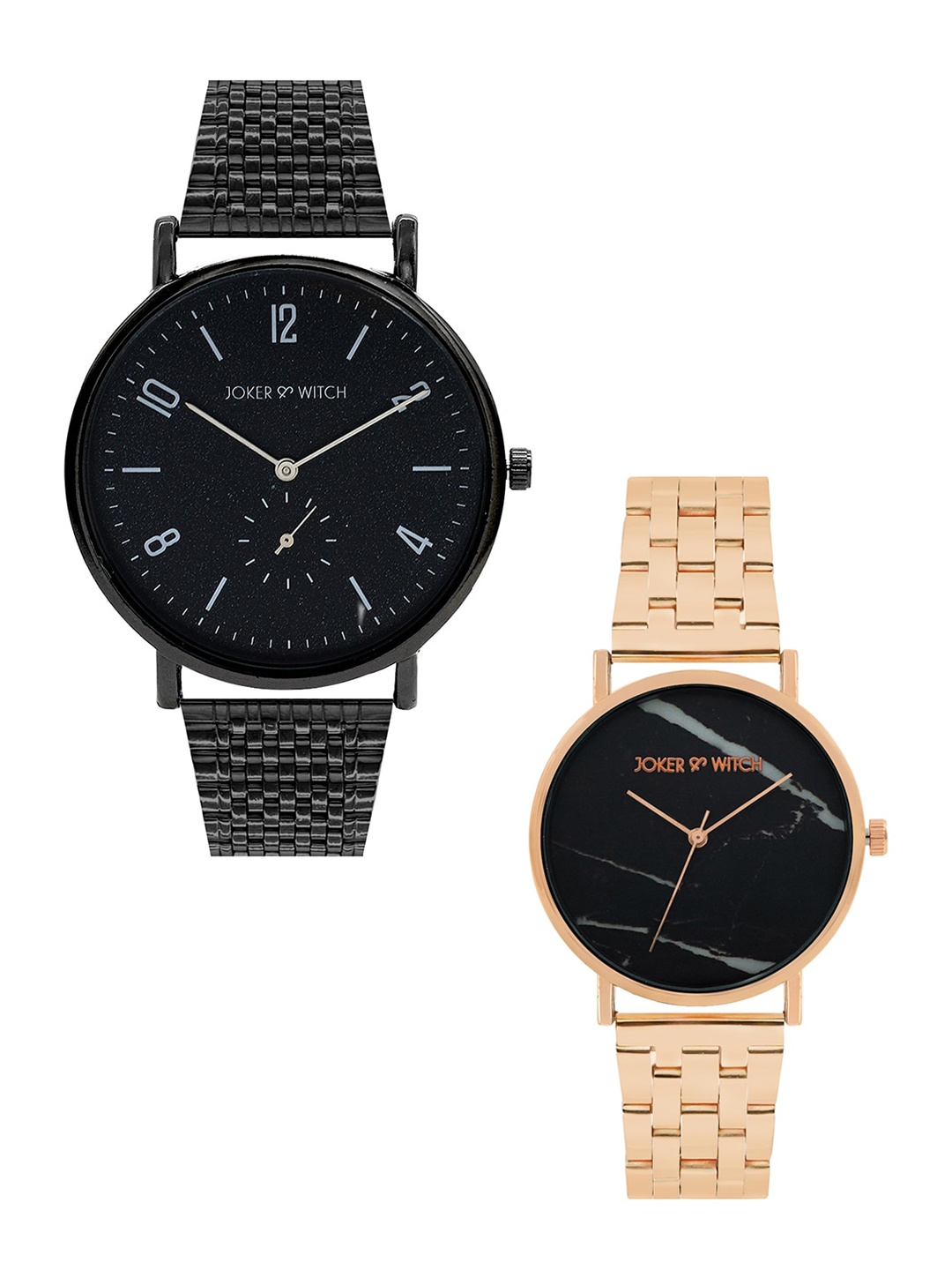 JOKER & WITCH Yorkie & Kelly Couple Watch Gift Set JWCW66, Black